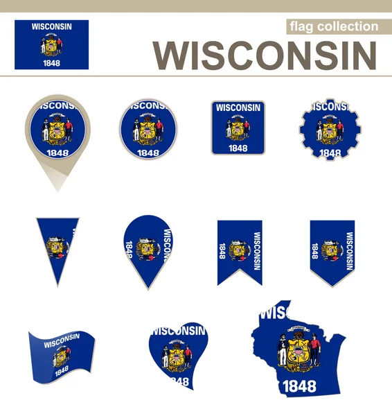 Wisconsin coleção de bandeira — Vetor de Stock
