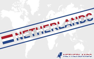 Hollanda harita bayrak ve metin illüstrasyon