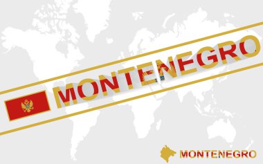 Bayrak ve metin Karadağ harita illüstrasyon