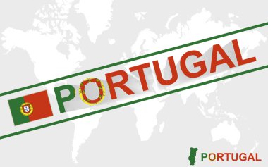 Portekiz harita bayrak ve metin illüstrasyon
