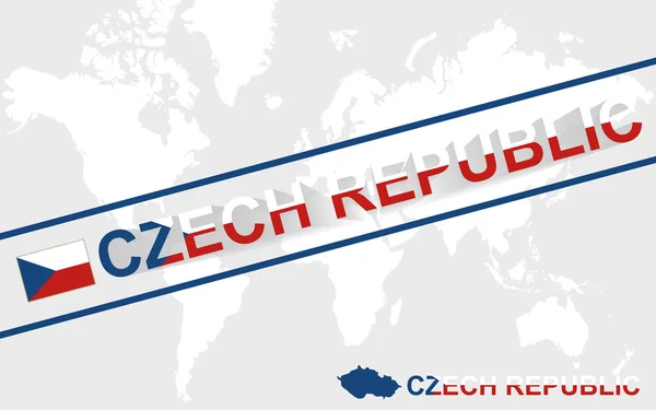 Tjeckien karta-flaggan och texten illustration — Stock vektor