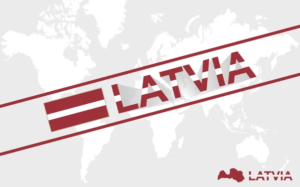 Letonia bandera del mapa e ilustración del texto — Archivo Imágenes Vectoriales