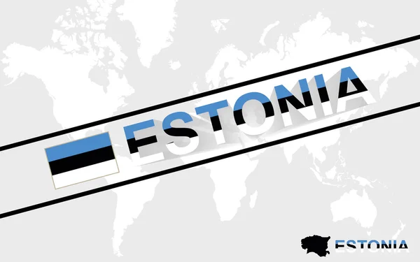 Estonia bandera del mapa e ilustración del texto — Archivo Imágenes Vectoriales