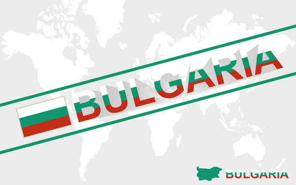 Bulgarie carte drapeau et illustration de texte — Image vectorielle