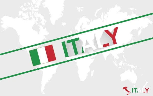 Italien Karte Flagge und Text Illustration — Stockvektor