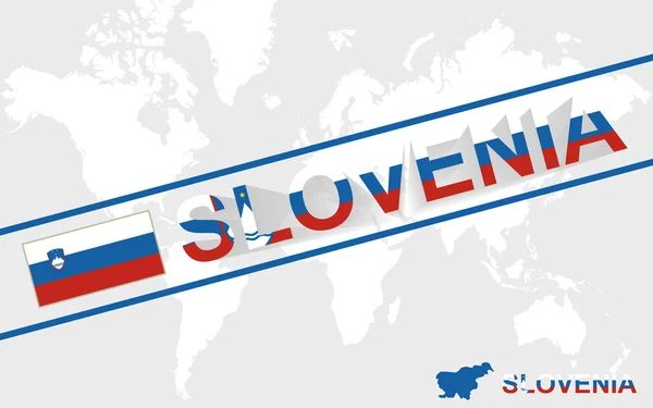 Słowenia mapa flaga i tekst ilustracja — Wektor stockowy