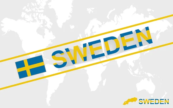 스웨덴 지도 플래그 및 텍스트 그림 — 스톡 벡터