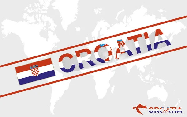 Kroatien karta-flaggan och texten illustration — Stock vektor