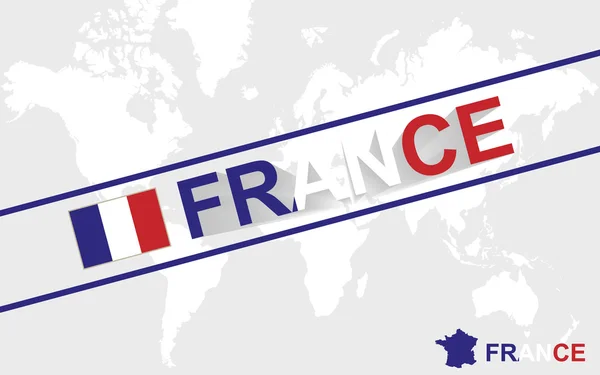 Francia bandera del mapa e ilustración del texto — Vector de stock
