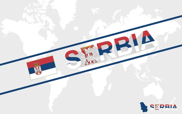 Serbia mapa bandera e ilustración de texto — Archivo Imágenes Vectoriales