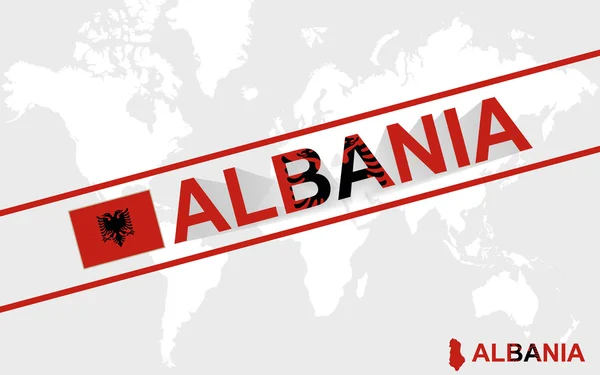 Albanien karta-flaggan och texten illustration — Stock vektor