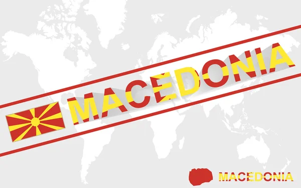 Macedonia mapa bandera e ilustración de texto — Archivo Imágenes Vectoriales