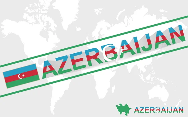 Azerbaijão mapa bandeira e texto ilustração — Vetor de Stock