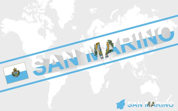 San Marino mapę flaga i tekst ilustracja — Wektor stockowy