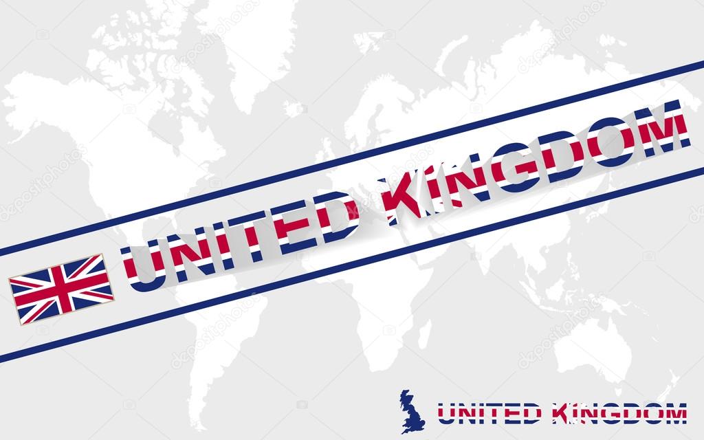 United Kingdom map flag and text illustration