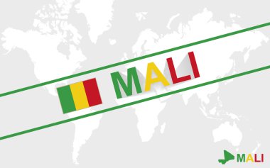 Mali harita bayrak ve metin illüstrasyon