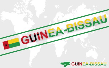 Gine-Bissau harita bayrak ve metin illüstrasyon