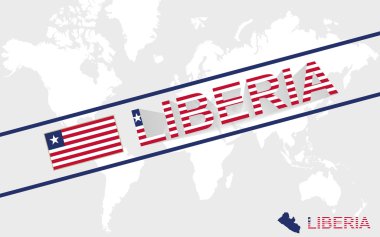 Liberya Haritası bayrak ve metin illüstrasyon