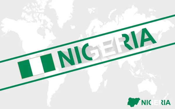 Nigeria map flag and text illustration — Stock Vector