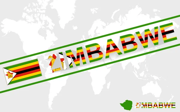 Zimbabwe mapę flaga i tekst ilustracja — Wektor stockowy