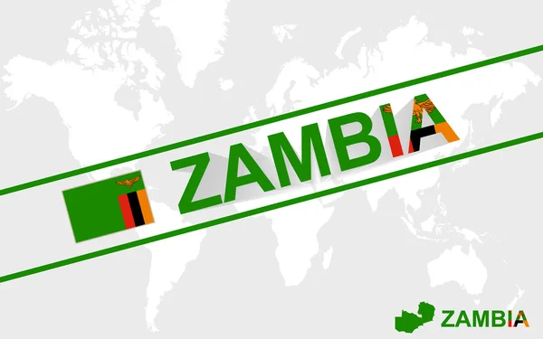 Zambia karta-flaggan och texten illustration — Stock vektor