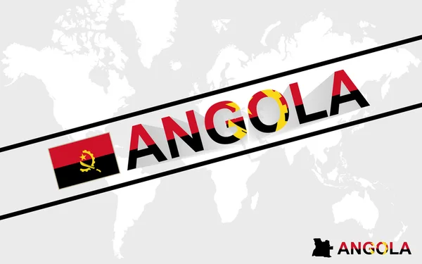 Angola mapa vlajky a text obrázku — Stockový vektor