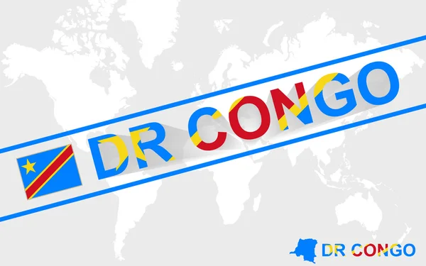 DR Congo mapa bandeira e texto ilustração —  Vetores de Stock