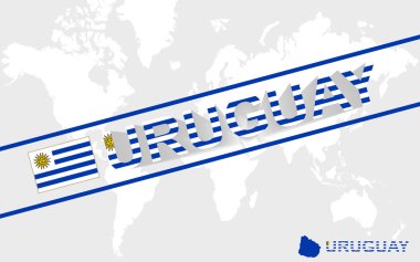 Uruguay Haritası bayrak ve metin illüstrasyon