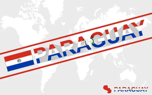 Paraguay Karte Flagge und Text Illustration — Stockvektor