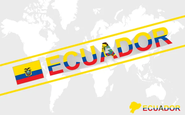 Ekwador mapę flaga i tekst ilustracja — Wektor stockowy