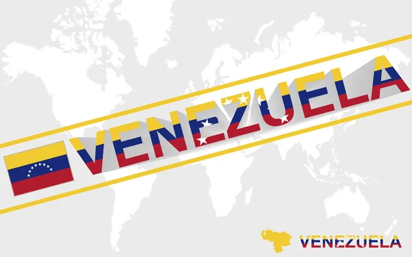 Венесуела карта прапор і текст ілюстрація — стоковий вектор