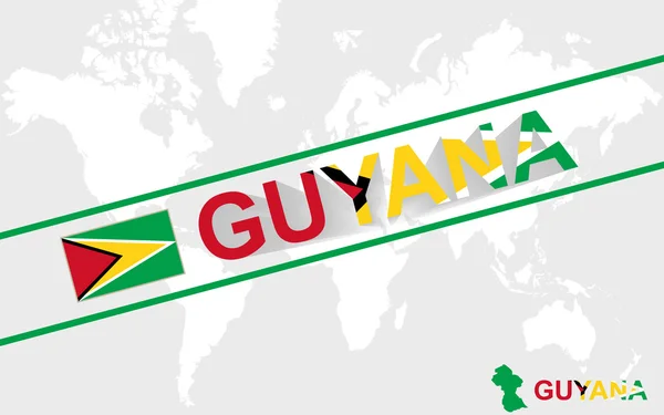 Guyana map flag and text illustration — Stock Vector