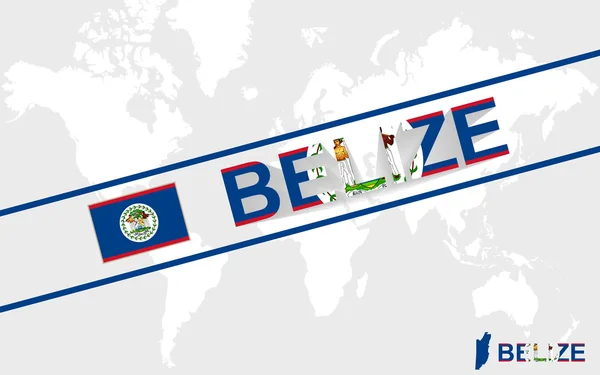 Belice mapa bandera e ilustración de texto — Archivo Imágenes Vectoriales