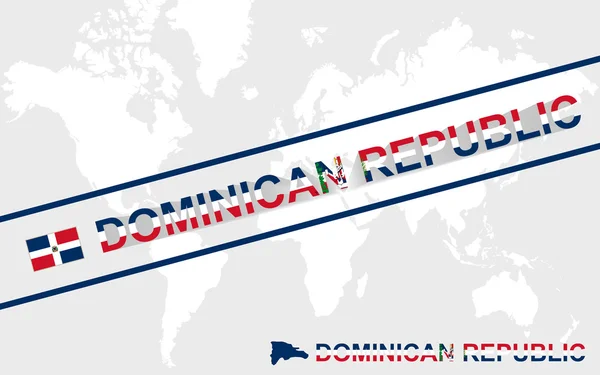 Dominikánská republika mapa vlajky a text obrázku — Stockový vektor