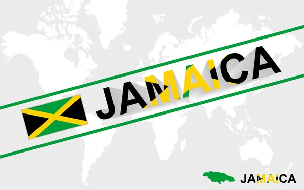 Jamaica mapa bandeira e texto ilustração — Vetor de Stock