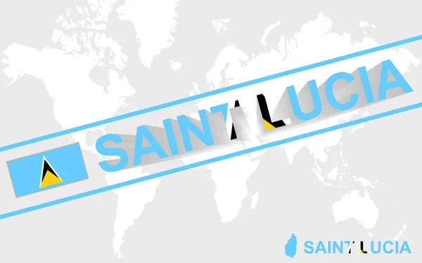 Santa Lucía mapa bandera e ilustración de texto — Vector de stock