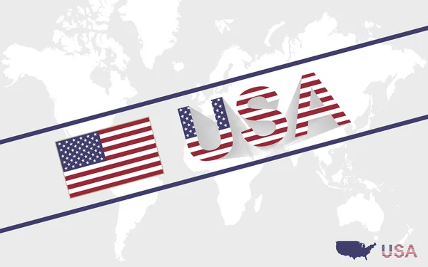 USA karta-flaggan och texten illustration — Stock vektor