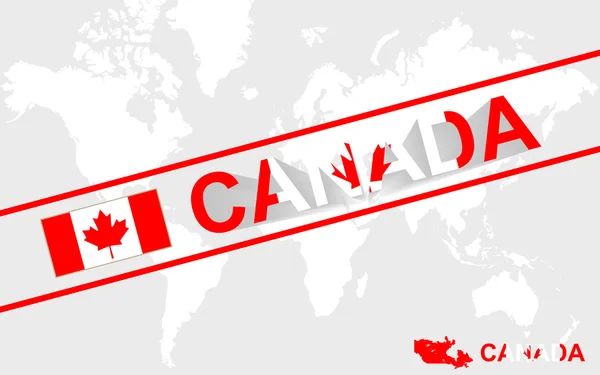 Canadá mapa bandeira e texto ilustração — Vetor de Stock