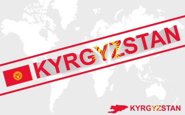 Kırgızistan Haritası bayrak ve metin illüstrasyon