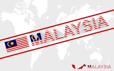 Malezya harita bayrak ve metin illüstrasyon