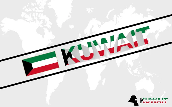 Bandeira do mapa do Kuwait e ilustração de texto —  Vetores de Stock