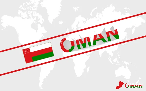 Oman karta-flaggan och texten illustration — Stock vektor