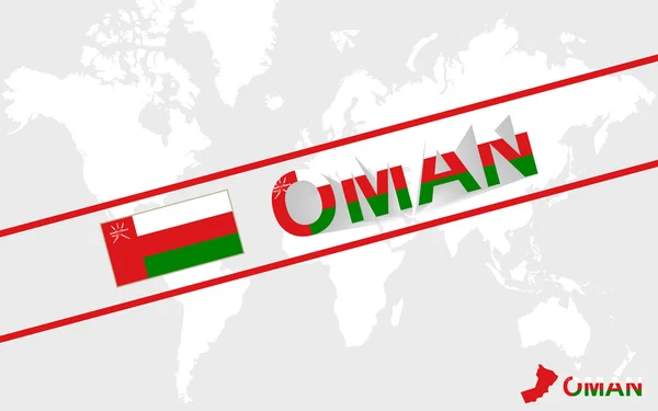 オマーン地図の旗やテキストの実例 — ストックベクタ