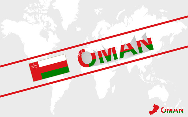Oman map flag and text illustration