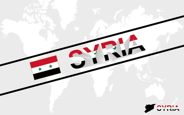 Syrien map flag und text illustration — Stockvektor