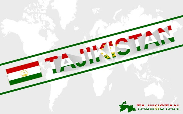 Tádžikistán mapa vlajky a text obrázku — Stockový vektor