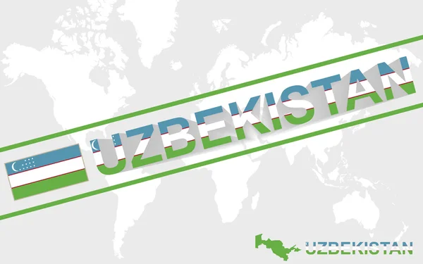 Uzbekistán mapa vlajky a text obrázku — Stockový vektor