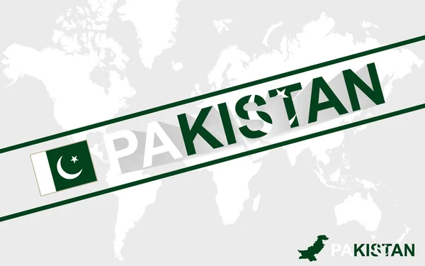 Pakistan harita bayrak ve metin illüstrasyon — Stok Vektör
