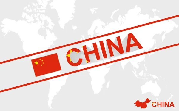 China-Karte Flagge und Text-Illustration — Stockvektor