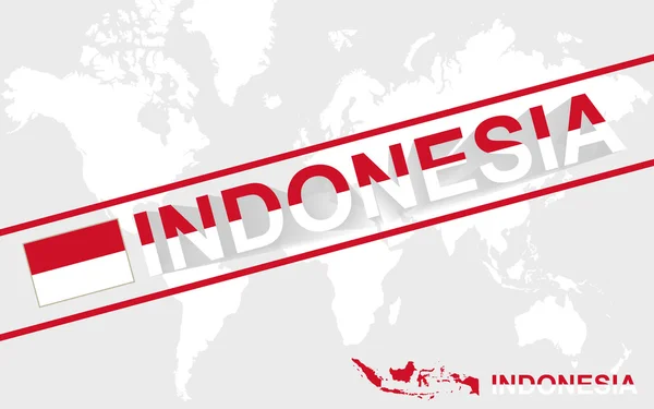 Indonesië kaart vlag en tekst illustratie — Stockvector